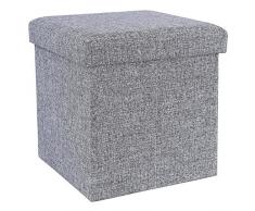 SONGMICS 38 x 38 x 38 cm Pouf de Rangement Coffre de Rangement Pliable Gris LSF27H