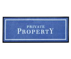 Young Generation Shoe-Max Everclean YH 101546 W Paillasson avec Inscription Private Property Bleu et Blanc 44 x 120Â cm