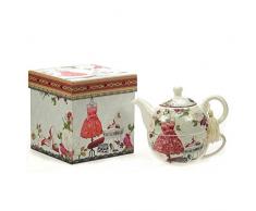 REVIMPORT 02/2309 Théière Solo décor Buste et Boite décorée, Céramique, Rouge, 0 cm