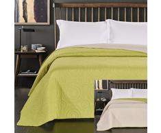 DecoKing Couvre-lit Jeté de lit Double Face Facile dentretien Anthony, Polyester, Hellgrün/Beige, 170 x 210 cm