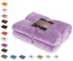 DecoKing Plaid en Microfibre, très Doux, Couverture Douillette, Style scandinave, pour Le Salon et la journée, Polyester, Lilas, 170 x 210 cm