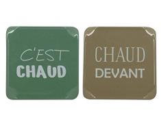 TheKitchenette 6317156 Dessous de Plat Carre Devant Cest Chaud, Melamine, Bleu-Taupe, 19 x 10 x 1 (cm)