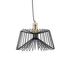 Relaxdays Lampe suspension cage GRID bois mÃ©tal lampe de plafond design industriel retro HxlxP: 145 x 40 x 40 cm forme trapÃ¨ze, noir