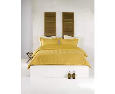 De Witte Lietaer Parure Zygo Housse de Couette + 2 Taies dOreiller avec Volant Coton Peigné Jaune Ocre 200 x 220 cm