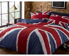 Rock N Roll Funky - Très Grande Housse de Couette à imprimé Union Jack (UK) Bleu-Rouge-Blanc, Parure de lit, Bleue