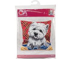 Collection dArt CD5161 40 x 40 cm Bichon Kit Point de Croix Coussin, Coton, Multicolore, 23,3 x 2,5 x 23 cm