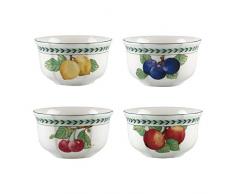 Villeroy & Boch French Garden Modern Fruits Bol, Lot de 4, 750 ml, Porcelaine Premium, Blanc/Multicolore
