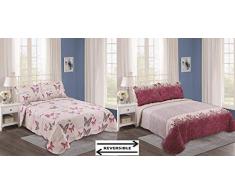 ForenTex SE-2668 Couvre-lit pour lit de 90 cm rÃ©versible imprimÃ© Cousu pour Printemps/Ã©tÃ© Motif Papillons 190 x 260 cm