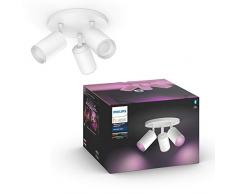 Philips Hue White & Color Ambiance Spot Fugato x3 rond Blanc Compatible Bluetooth, Fonctionne avec Alexa