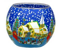 Him CC256 photophore Verre Couvert (Snowy Village), Multicolore, 11x11x9 cm