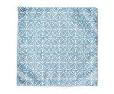 Ostaria Housse de Coussin carrÃ© Motif mosaÃ¯que, Polyester, Blanc/Bleu, 40Â x 40Â x 3Â cm