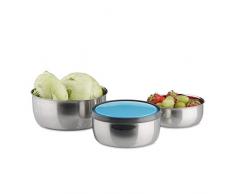 Relaxdays Bol mélangeur avec couvercle lot de 3 saladiers en inox plusieurs tailles acier inoxydable, vert