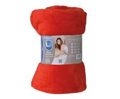 Bleu Câlin Couverture Polaire Microfibre Rouge Tomette 220x240 cm COM4T