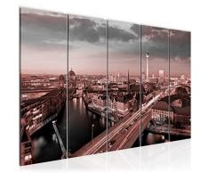 Tableau decoration murale Ville de Berlin 200 x 80 cm - XXL Impression sur Toile Salon Appartment 5 Parties - prêt à accrocher - 605155b