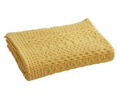 Blanc des Vosges Torsades Plaid Laine/Polyamide Curry 130 x 180 cm