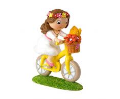 Mopec Figurine de gÃ¢teau de Fille en vÃ©lo, Poly rÃ©sine, Blanc, 4.5Â x 13.7Â x 16Â cm
