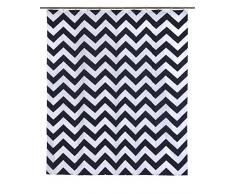 Opportunity Rideau de Douche Polyester Zig zag 180x200 cm, Noir et Blanc