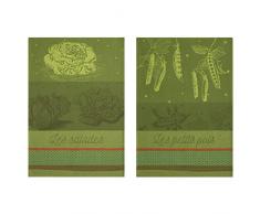 Coucke Lot de 2 torchons Salades et Petits Pois du Potager, Coton, Vert, 75x50 cm