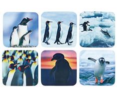 GÃ©nÃ©rique 616 Dessous de Verre LiÃ¨ge Pingouins Multicolore 9 x 2,5 x 9 cm Lot de 6