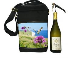 COUNTRY MATTERS Coastal Papillon Vin Sac Isotherme, Polyester, Multicolore, 10Â x 23Â x 34Â cm