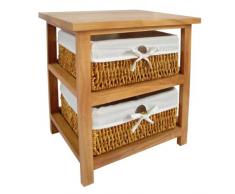 Premier Housewares Meuble de rangement 2 paniers en osier Structure en bois Marron 45 x 40 x 32