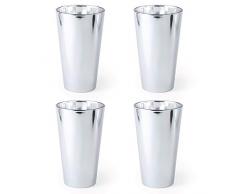 eBuyGB Verre Ã vin en mÃ©tal argentÃ© pour boire du jus deau et du vin 480 ml, Verre, Silver, Lot de 4