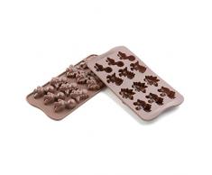 Silikomart 22.116.77.0065 SCG16 Moule pour Chocolat Forme Dino 12 Cavités Silicone Marron