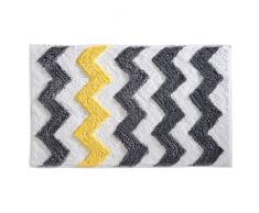 InterDesign Chevron tapis de douche, tapis de bain antidÃ©rapant Ã sÃ©chage rapide en microfibres polyester avec motif en zigzag, gris/jaune