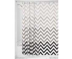 InterDesign Ombre Chevron rideau de douche textile, 183,0 cm x 183,0 cm rideau douche et baignoire en polyester, rideau avec motif en zigzag, gris