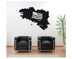 TATOUTEX Stickers Bretagne et Drapeau Breton - Gris Clair, L 98cm x H 70cm