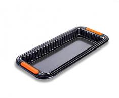 Le Creuset 94103229001100 Moule à Tarte Rectangulaire Fond Amovible Anti-Adhérent, sans PFOA, Résistant au Levain, Anthracite/Orange