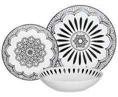 Tognana ME070185582 Service de table 18 pièces Mandala Black, porcelaine