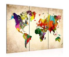 Tableau decoration murale Carte du monde 120 x 80 cm - XXL Impression sur Toile Salon Appartment 3 Parties - prÃªt Ã accrocher - 105131a