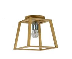 GALLIS 0990605531 Wood Tetragon Mini Ceiling Plafonnier, Bois, 60 W, Marron, 25 x 20cm