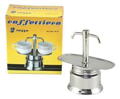 Bialetti Cafetière Expresso avec Deux becs pour Deux Tasses, Acier Inoxydable, Grise