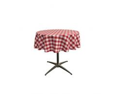 La Nappe Ronde en Lin Poly à Carreaux, Polyester, Rouge/Blanc, 129.5 x 129.5 x 0.04 cm