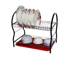 MSV 110525 Ãgouttoir à Vaisselle avec à 2 étages Plaque en Plastique Rouge, 30 x 20 x 15 cm