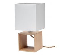 GALLIS 0991104031 Wood Cubo Lampe de Table, Bois, 40 W, Marron, 30 x 12cm