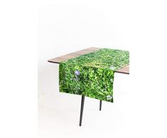 FOONKA ALMWIESE Chemin de Table 100% Coton Vert 150 x 50 cm