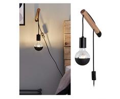 Paulmann 78914 Applique Kian Max. 40 Watts Lecture, Noir Liseuse Métal, Bois Lampe Murale E27