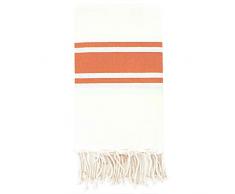 Moorish Idol - Fouta Traditionelle Unie- 100cm x 200cm- Blanc/Orange Corail
