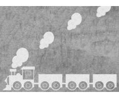 Aratextil Train Tapis Enfant, Coton, Gris, 120Â x 160Â cm