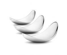 George Jensen GJ 099098 Feuilles de Miroir de pièces de Assiette de Jeu de 3, Acier Inoxydable, Acier Inoxydable, 25,2 x 25,2 x 9,9 cm