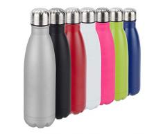 Relaxdays Gourde inox bouteille eau acier inoxydable 0,5 litre isotherme froid chaud, argenté