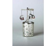Kerzenfarm Hahn HALBMOND 84344 Photophore en Verre avec carrousel en Verre ArgentÃ© 16 x 6 x 6 cm