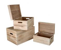 Small Foot 10049 Malles en Bois Naturel par 3, 42 x 31 x 24 cm