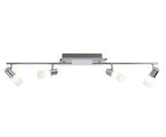 Trio-Leuchten - 821410405 - Plafonnier LED - 4 x 5W LED incluses - Aluminium brossé/chrome - Verre blanc - 2 articulations - Largeur : max. 100 cm