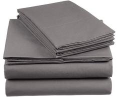 AmazonBasics Parure de lit Everyday : Housse de Couette en coton, Gris foncÃ© 220 x 240 cm & 2 Taies 65 x 65 cm