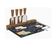 Easy Life 810CADB COFFRET PLATEAU A FROMAGE 31,5X20CM EN VERRE ET BAMBOU CASA DECOR BLUE, Multicouleur