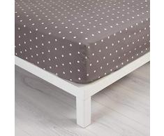 homea drap housse 1 personne 90x190 cm pixa taupe/blanc